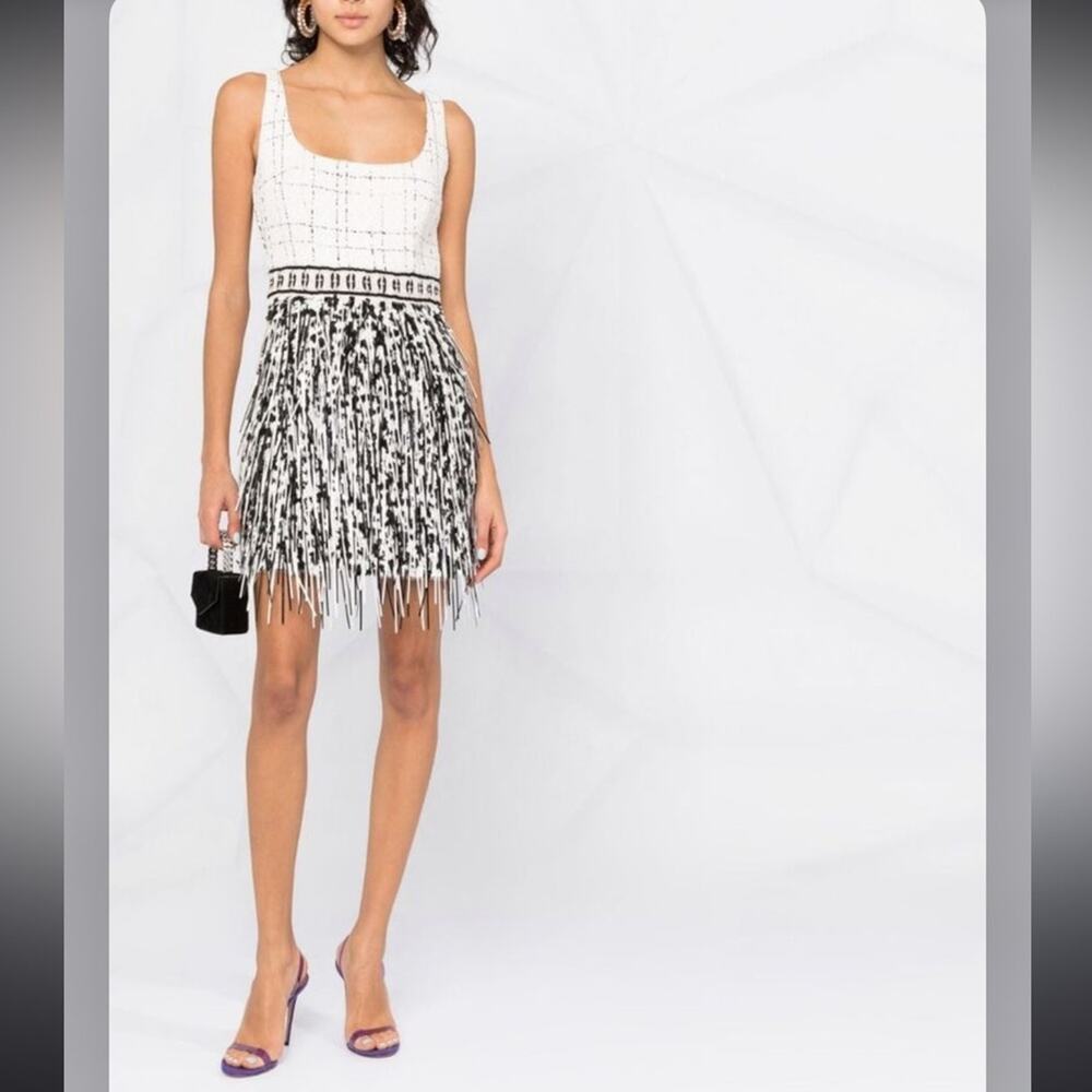 Elisabetta Franchi Sequin Embellished Fringed Dress 42IT/US6